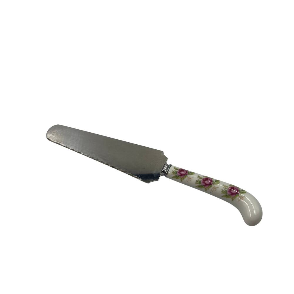 Vintage‎ Sheffield Prill Stainless Cake Serving Knife Rose England Decorative